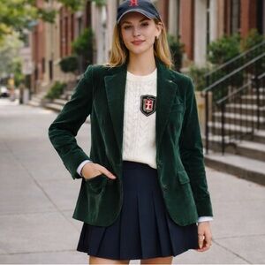 F A Chatta LTD Vintage Green Velvet Tailored Blazer 80s 90s Classic